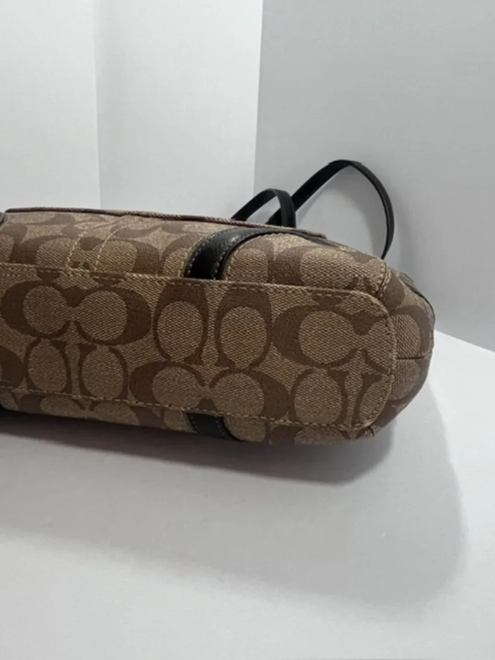 COACH PEYTON HERITAGE TOTE F18917 TAN / DRK BROWN